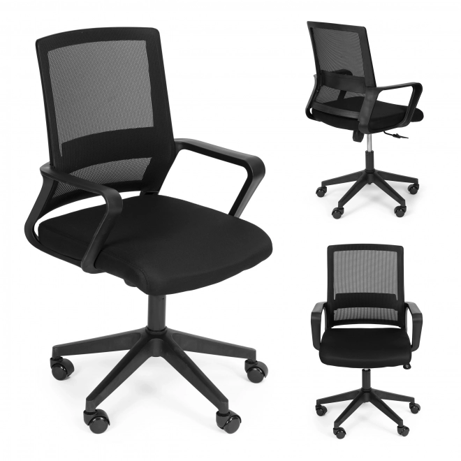 Chaise de bureau, pivotante, profilée, hauteur réglable, noire, ModernHome