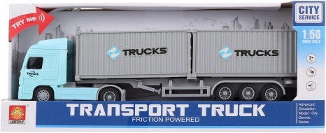 Plastic vrachtwagen met containers op batterijen