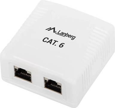 Prise en saillie LAN 2x RJ45 Catégorie 6 blanche