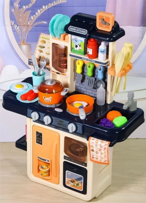 Kinderkeuken met LED stoomgenerator 42 accessoires marineblauw