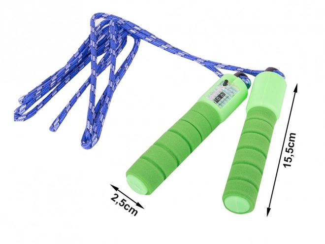 Green jump rope with digital counter for fitness