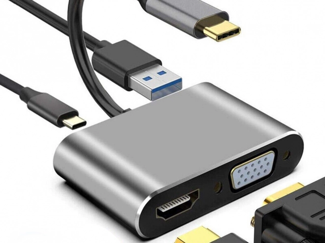 Adaptateur USB-C HDMI 4K VGA Hub avec Power Delivery