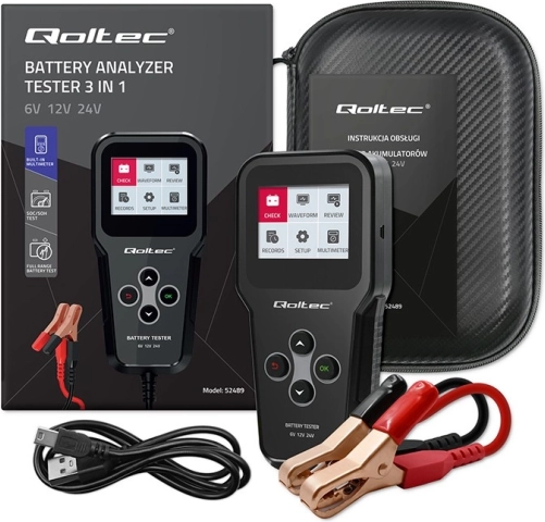 Digitale 3-in-1 autobatterijtester met LCD voor 6 V, 12 V en 24 V, 30–200 Ah