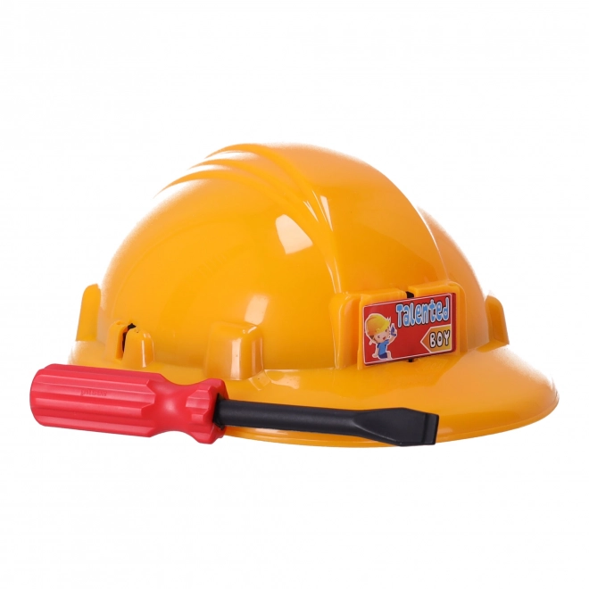Set voor kleine klusser met helm en gereedschap