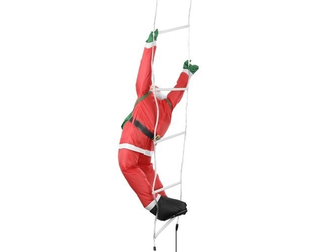 Weihnachtsmann auf LED-Leiter – mehrfarbig, 120 cm