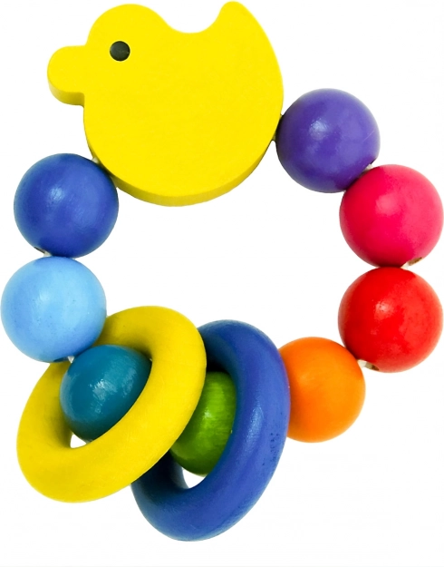 Detoa duckling with rings – wooden rattle for babies