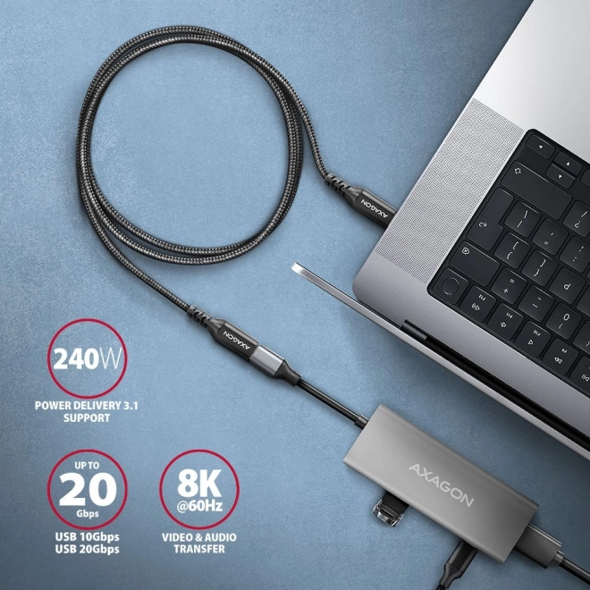 BUCM32-CF15AB Gen2 USB-C - USB-C-verlengkabel 1,5 m, 5A, 20Gb/s, PD 240W, gevlochten
