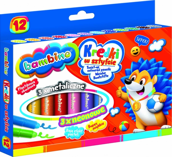 Uitschuifbare waskrijtjes Bambino - 12 stuks
