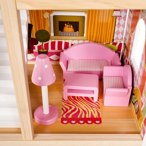 Houten poppenhuis met zwembad
