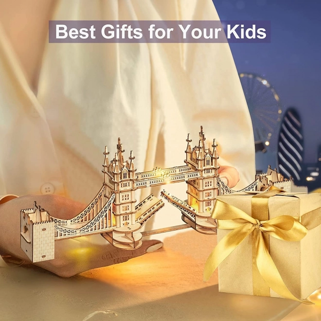 Robotic Wooden 3D Puzzle Tower Bridge Light-Up