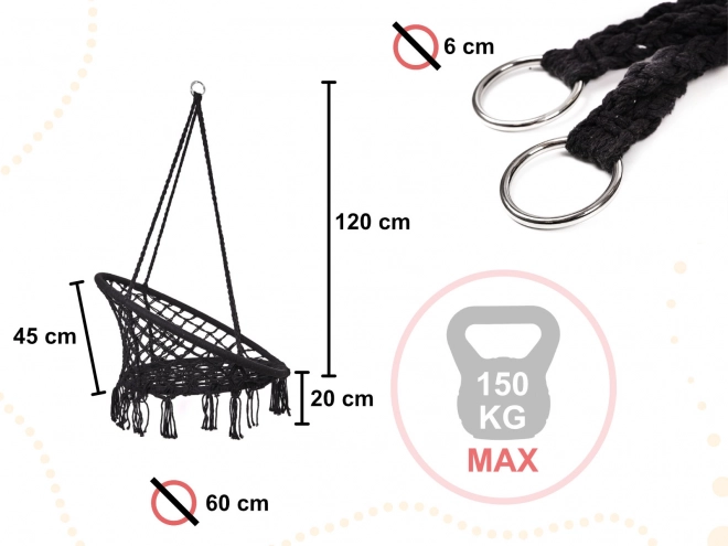 Swing Chair Nest with Backrest Black