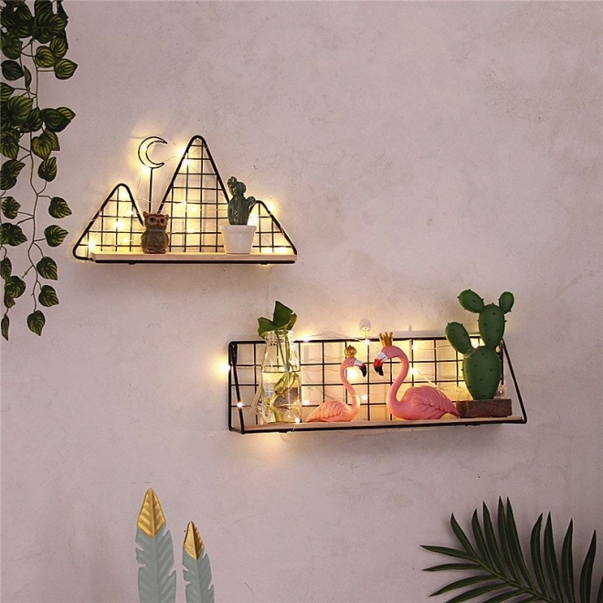 Decoratieve plank in de vorm van bergen in LOFT-stijl - zwart