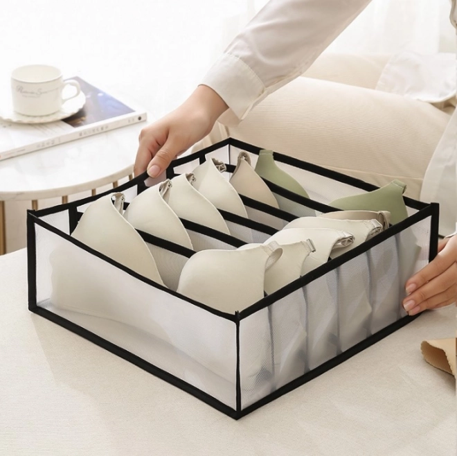 Wardrobe Organizer with 6 Compartments for Underwear - White
