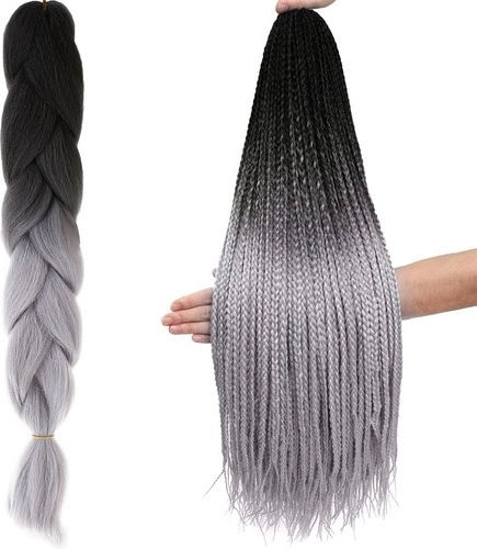Synthetic Hair Ombre Braids Black/Grey