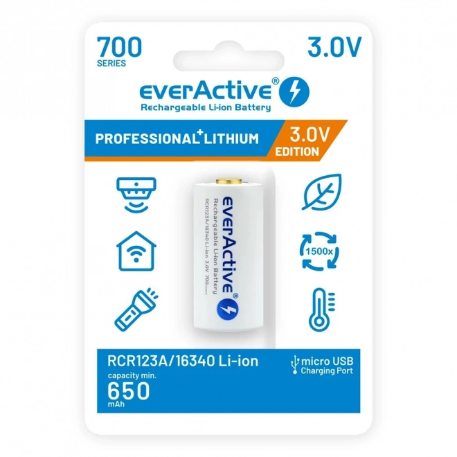 Oplaadbare accu EverActive 16340 700 mAh met micro USB