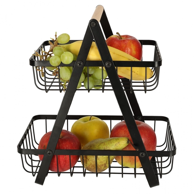 Two-tier Fruit Basket Metal and Wood
