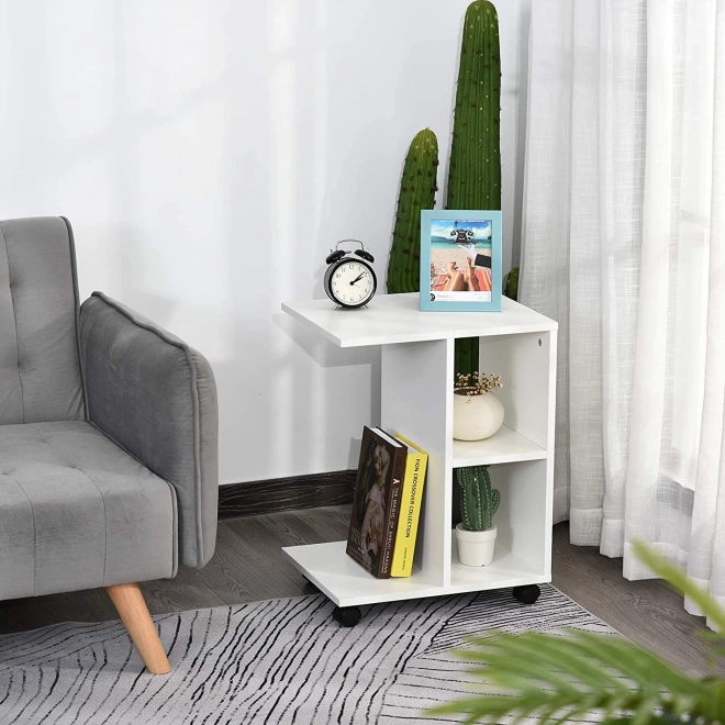 Table basse à roulettes avec organiseur
