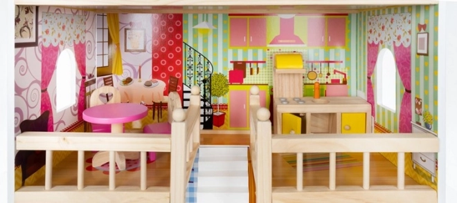 Houten poppenhuis met meubels 90 cm