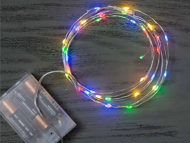 Veelgekleurde kerst LED-lampen met batterijen 10m