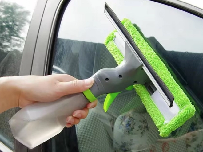 3-in-1 Glass and Mirror Cleaner with Microfiber Squeegee