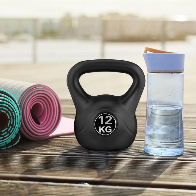 Kettlebell voor oefening zwart - 12kg