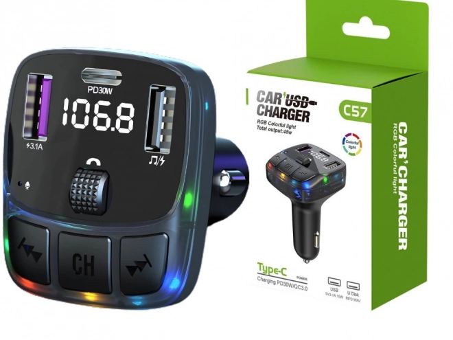 Auto Bluetooth FM Transmitter mit USB-C und USB-A Schnellladung