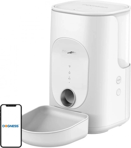 Dogness F16 intelligenter Futterautomat 4 l mit Kunststoffnapf, weiß