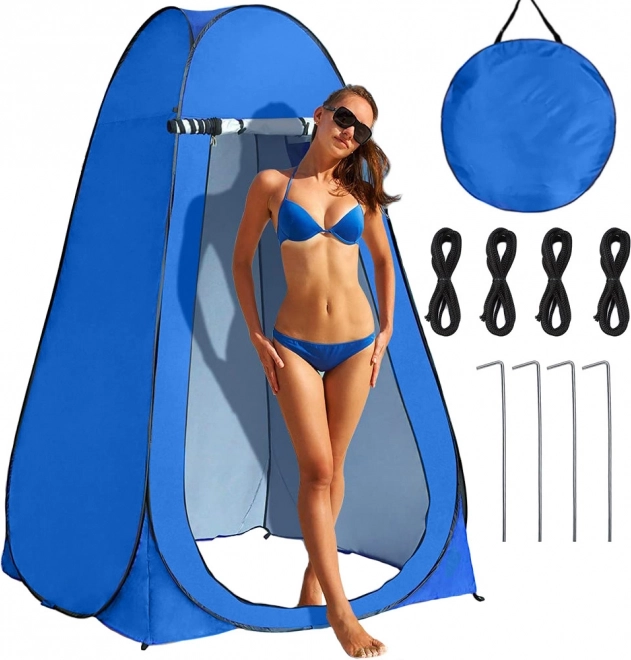 Tente de plage auto-dépliante et cabine d’essayage avec douche et WC, bleu