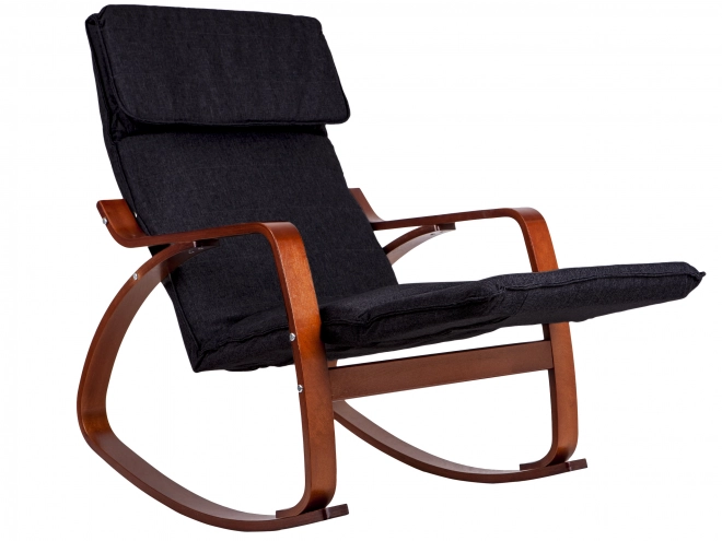 Fauteuil à bascule avec repose-pied réglable et accoudoirs en bois de ModernHome