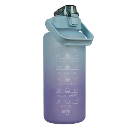 Motivierende Trinkflasche 2L Violett-Blau