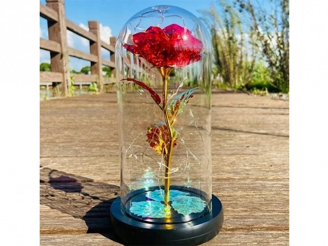 Rose éternelle sous un éclairage en verre