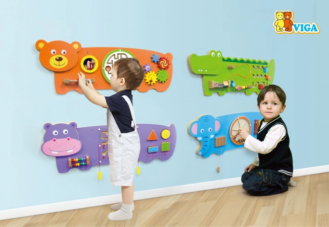 Wooden Wall Game with Bear Motif