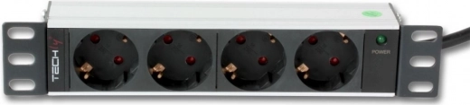 PDU voor 10" rack 1U, 4x Schuko, 250 V/16 A, kabel 1,8 m