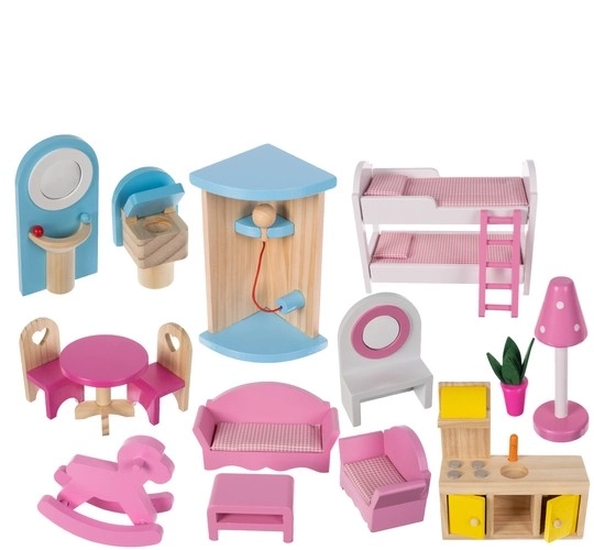 Houten poppenhuis met zwembad