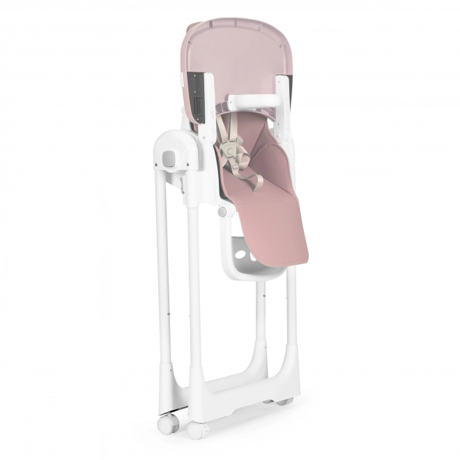 Chaise haute, chaise d'alimentation, réglable en hauteur, sangles en éco-cuir, double plateau rose