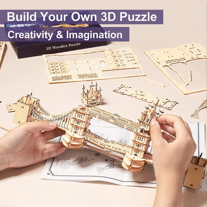 Robotic Wooden 3D Puzzle Tower Bridge Light-Up
