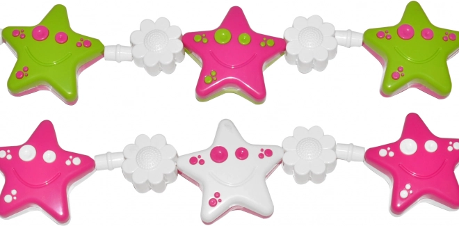 Ketting voor kinderwagen met sterren en bloemetjes