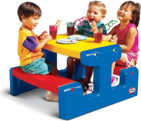 LITTLE TIKES Jr Kids’ Picnic Table with Benches – Blue