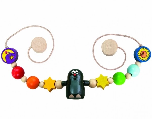 Hanger voor kinderwagen Krtek hout op kaart 10,5x25x4cm