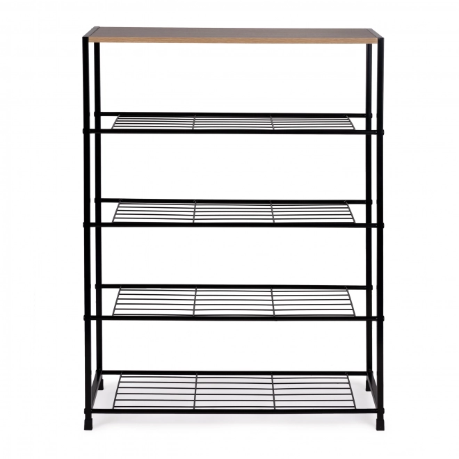 Wooden Shoe Cabinet with Metal Shelf