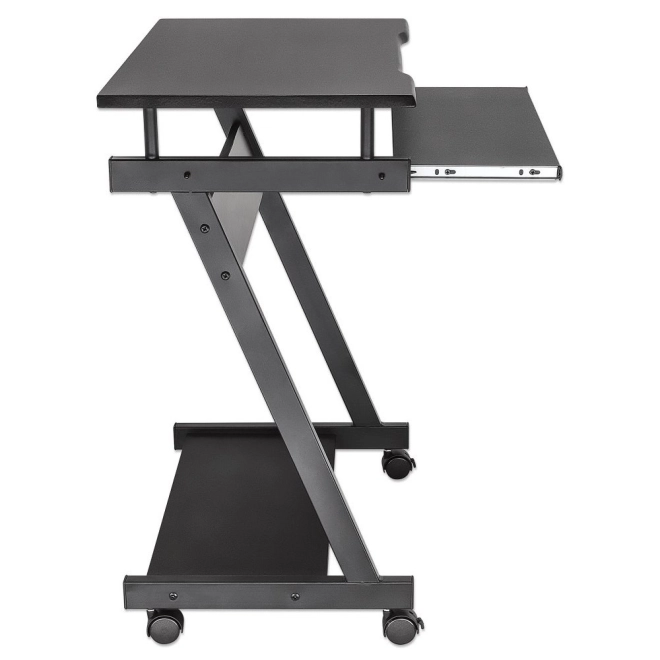 Mobile Computer Desk with Pull-Out Keyboard and Wheels