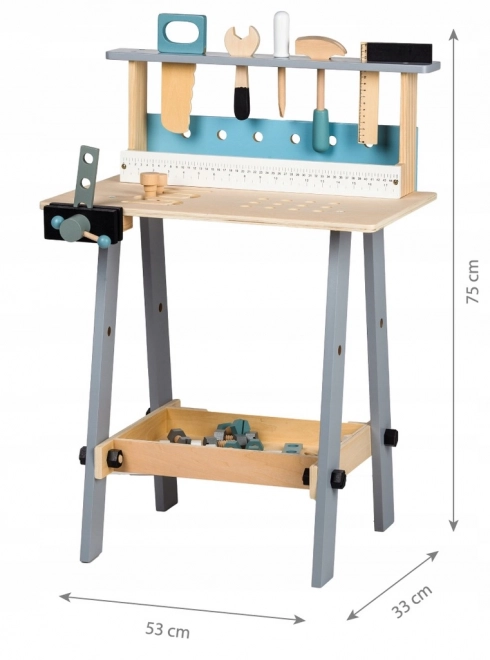Houten werkbank met gereedschap 32 elementen Ecotoys
