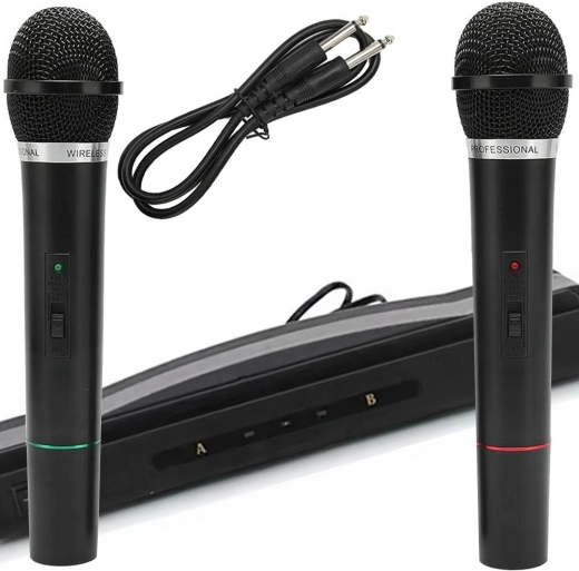 Karaoke-Set mit 2 kabellosen Mikrofonen und Empfangsstation