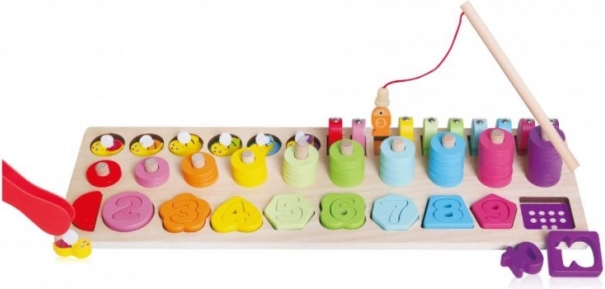 Wooden Educational Set 4-in-1 with Numbers, Shapes and Magnetic Fishing