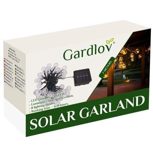 Solargirlande LED Kugeln 7m IP65