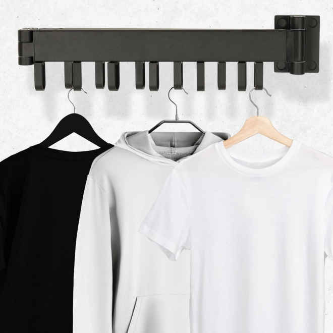 Wandgemonteerde opvouwbare droogrek zwart 123 cm