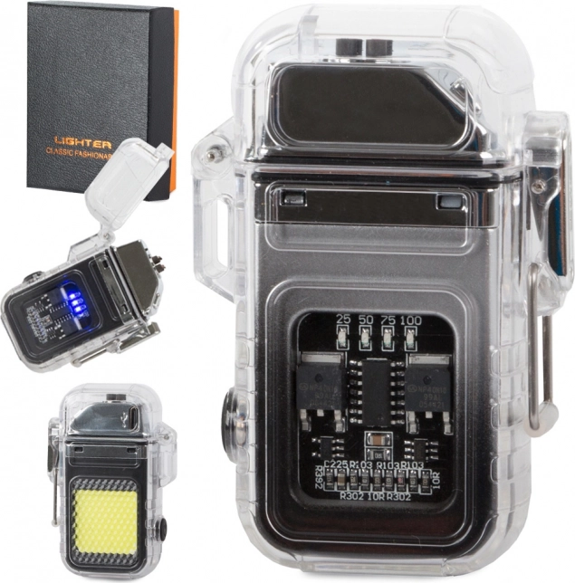 Plasma-aansteker met LED-zaklamp, USB-oplaadbaar, waterdicht