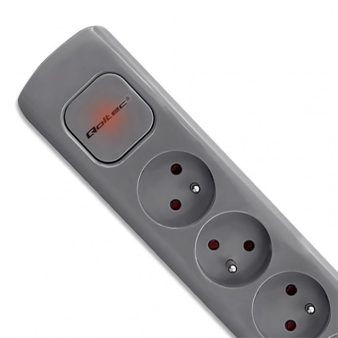 Grijze verdeelstrip met 6 stopcontacten 1,8m