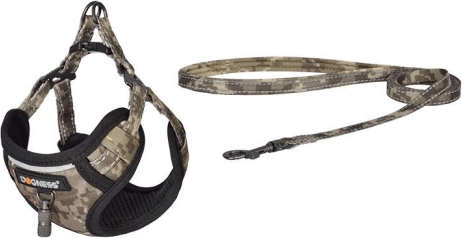 Ensemble de promenade pour chien Dogness avec laisse et harnais - motif camouflage