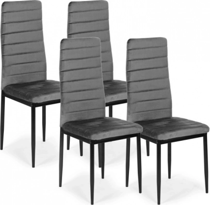 Set grijze eetkamerstoelen met gevormde rugleuning